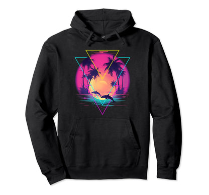 Dolphin Vaporwave Aesthetic Ocean Hoodie - Casual Everyday Wear Men Women - T-Shirt, Sweatshirt, Hoodie