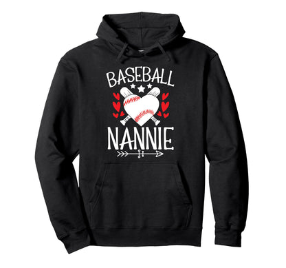 Baseball Nannie Grandma Nannie Baseball Hoodie - Trendy Graphic Unisex - T-Shirt, Sweatshirt, Hoodie