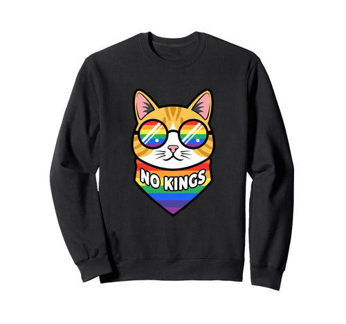 No Kings Cat Pride Rainbow Bandana Sweatshirt - Graphic Print Men Women - T-Shirt, Sweatshirt, Hoodie