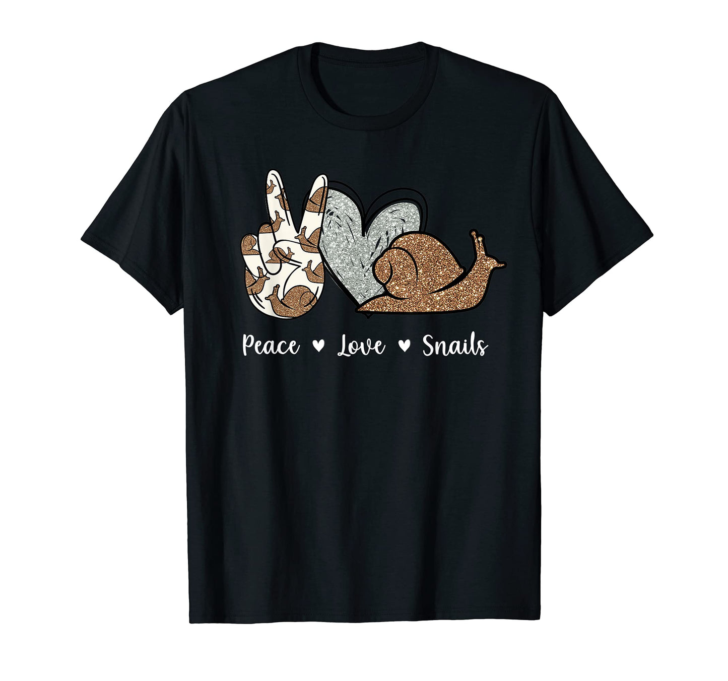 Peace Love Snails Glitter T-Shirt - Trendy Graphic Men Women - T-Shirt, Sweatshirt, Hoodie