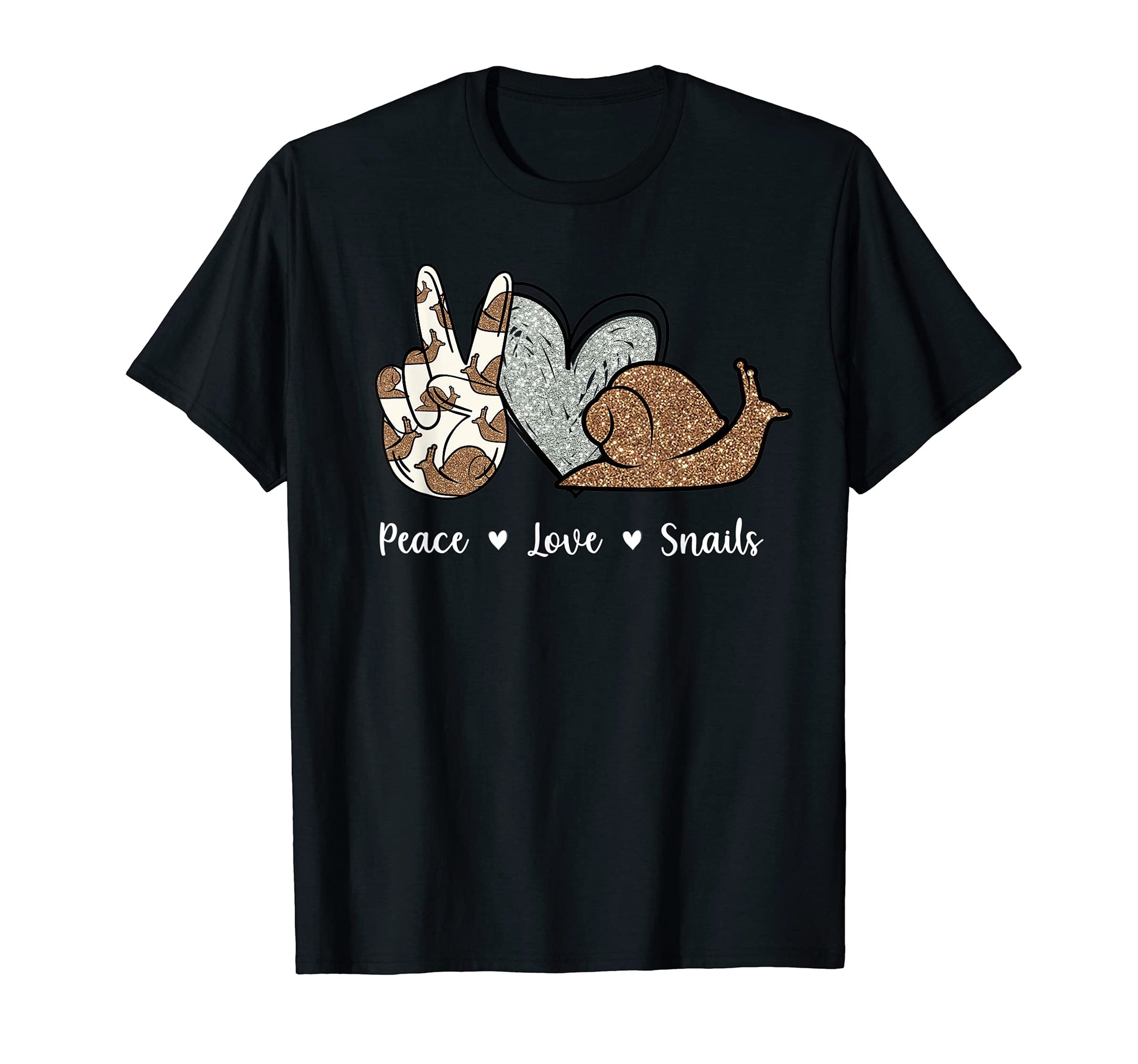 Peace Love Snails Glitter T-Shirt - Trendy Graphic Men Women - T-Shirt, Sweatshirt, Hoodie