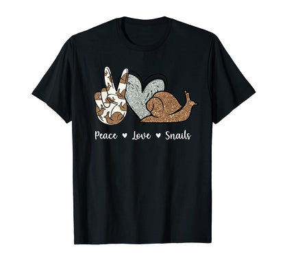 Peace Love Snails Glitter T-Shirt - Trendy Graphic Men Women - T-Shirt, Sweatshirt, Hoodie