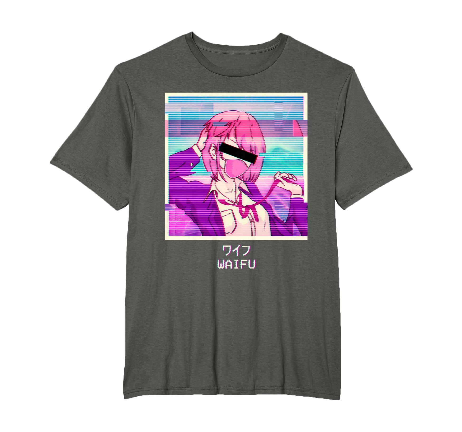 Waifu Anime Japanese Vaporwave T-Shirt - Minimalist Print for Adults - T-Shirt, Sweatshirt, Hoodie