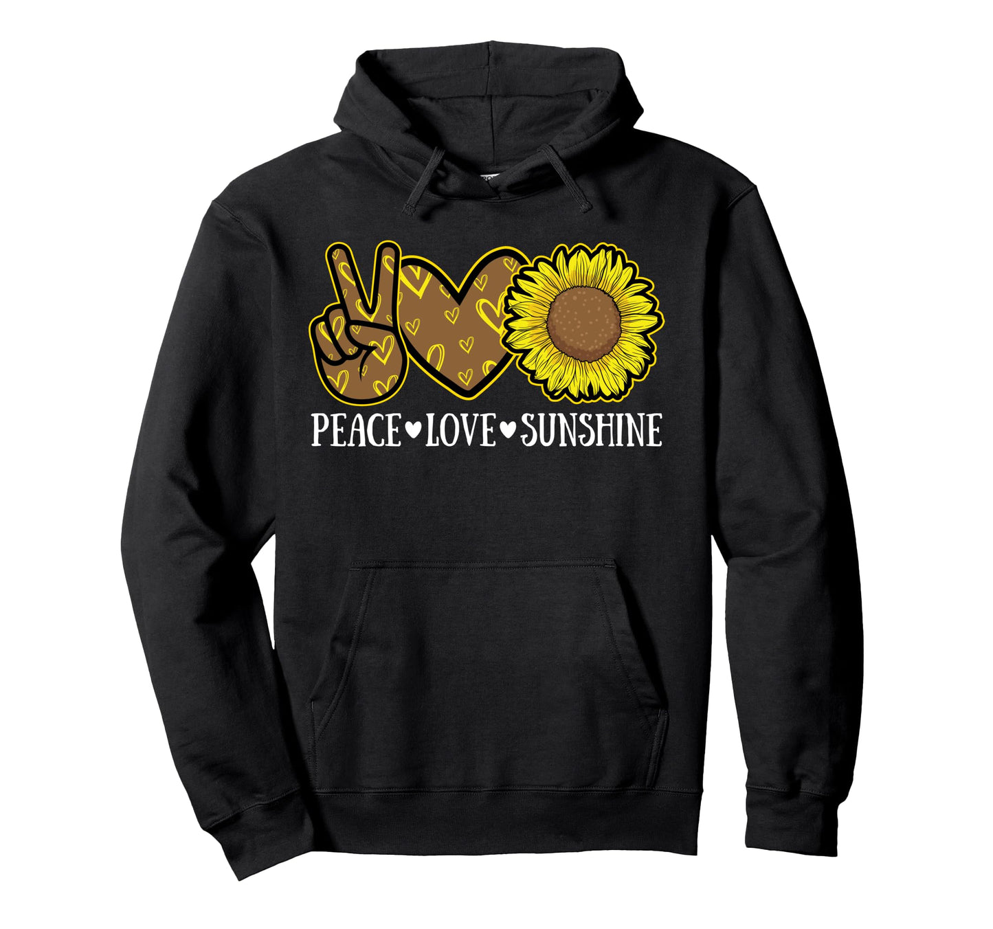 Peace Love Sunshine Sunflower Hippie Hoodie - Fun Novelty Design Unisex - T-Shirt, Sweatshirt, Hoodie