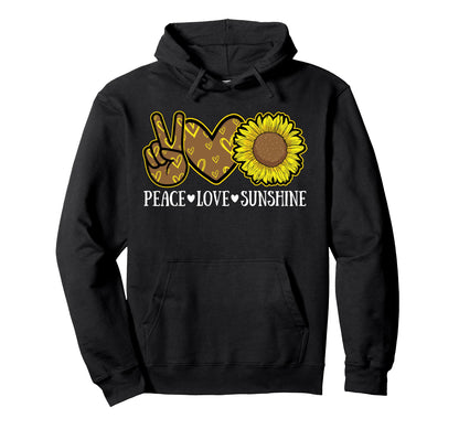 Peace Love Sunshine Sunflower Hippie Hoodie - Fun Novelty Design Unisex - T-Shirt, Sweatshirt, Hoodie