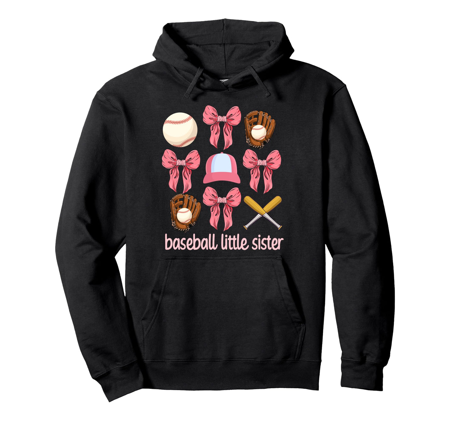 Baseball Little Sister Baseball Player Hoodie - Unique Graphic Men Women - T-Shirt, Sweatshirt, Hoodie