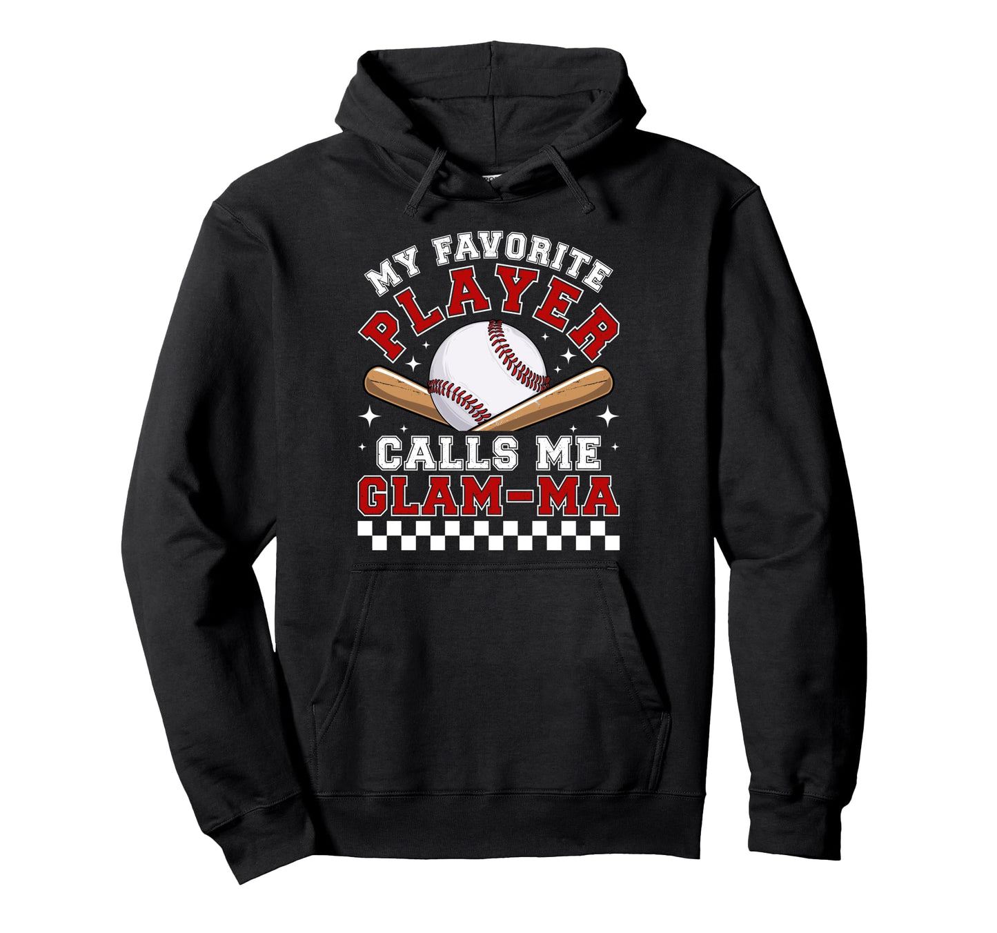 Proud Baseball Glam Ma Baseball Player Hoodie - Novelty Apparel for Adults - T-Shirt, Sweatshirt, Hoodie