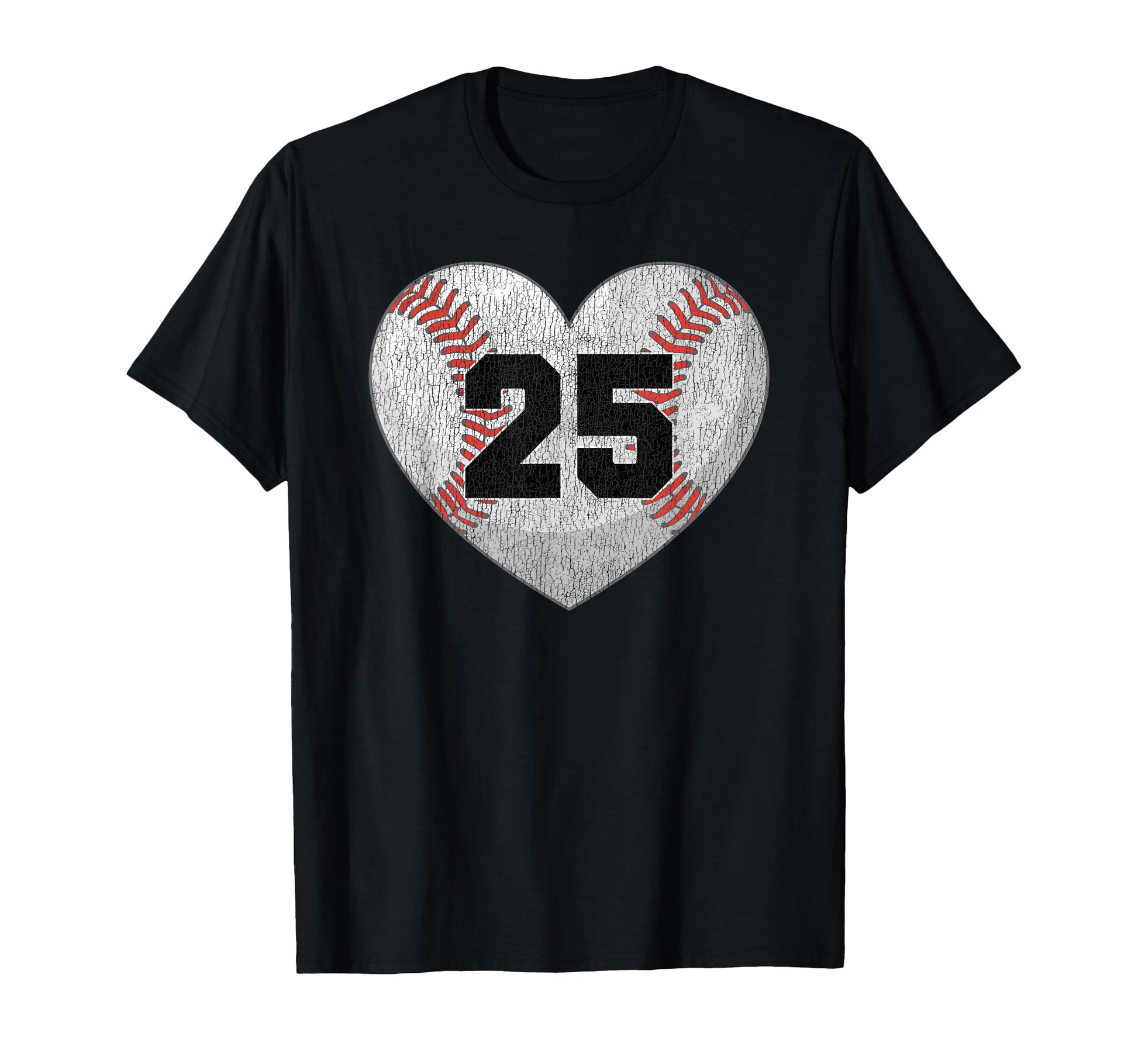 Baseball Number 25 Distressed Heart T-Shirt - Streetwear Style Unisex - T-Shirt, Sweatshirt, Hoodie