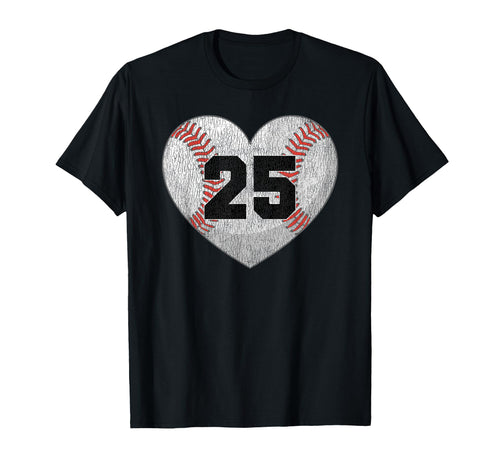 Baseball Number 25 Distressed Heart T-Shirt - Streetwear Style Unisex - T-Shirt, Sweatshirt, Hoodie