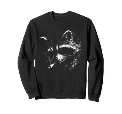 Cigarette Raccoon Funny Meme Sweatshirt - Casual Everyday Wear for Adults - T-Shirt, Sweatshirt, Hoodie