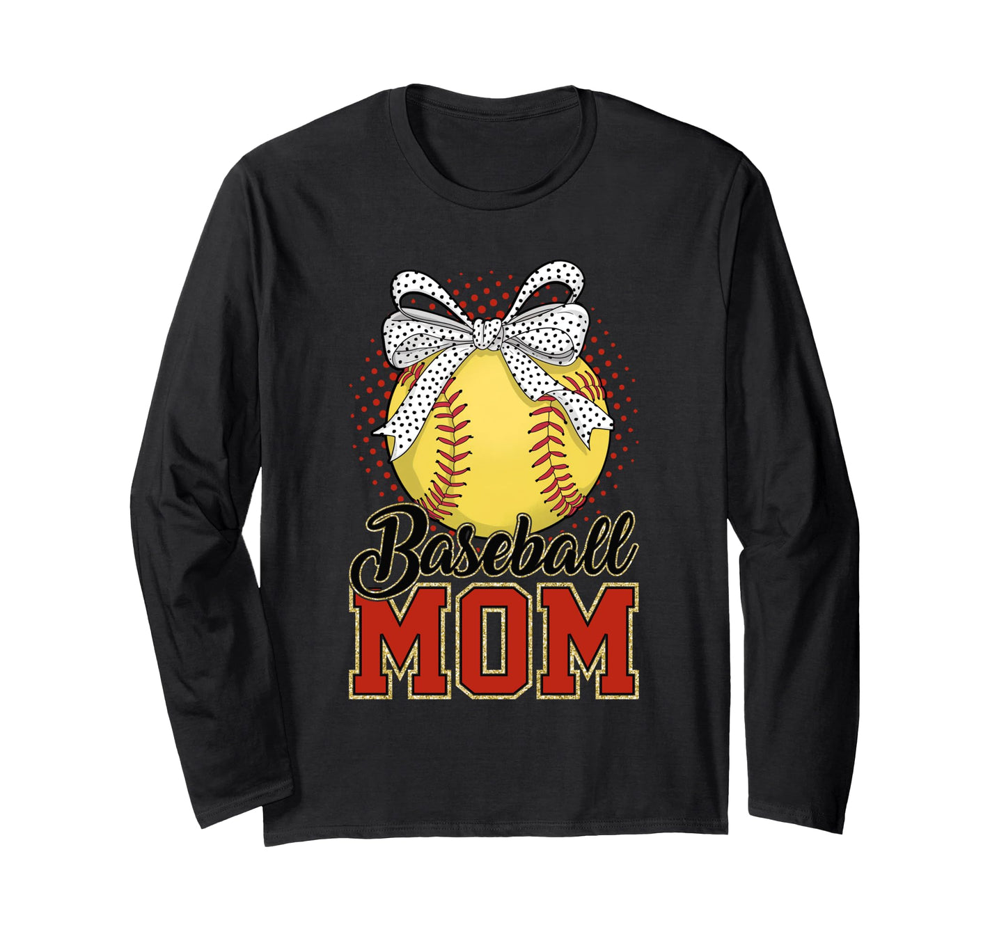 Baseball Mom Play Ball Sports Bow Sweatshirt - Custom Art Print for Adults - T-Shirt, Sweatshirt, Hoodie
