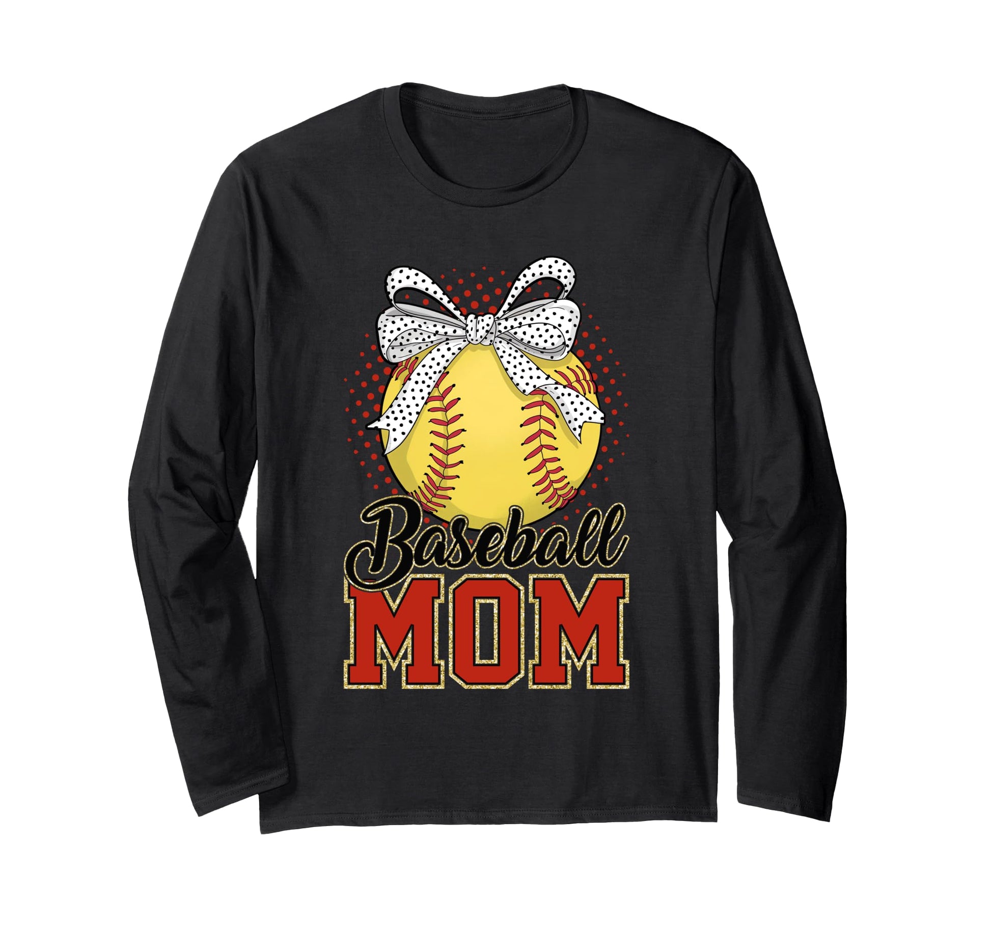 Baseball Mom Play Ball Sports Bow Sweatshirt - Custom Art Print for Adults - T-Shirt, Sweatshirt, Hoodie