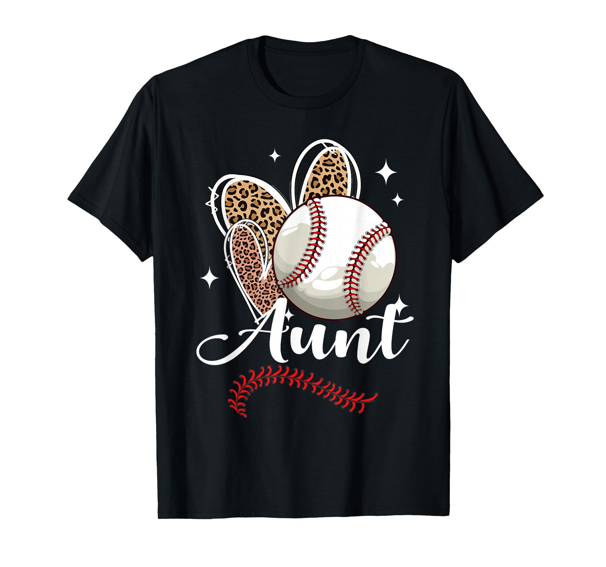 Baseball Aunt Funny Leopard Heart T-Shirt - Trendy Graphic Men Women - T-Shirt, Sweatshirt, Hoodie