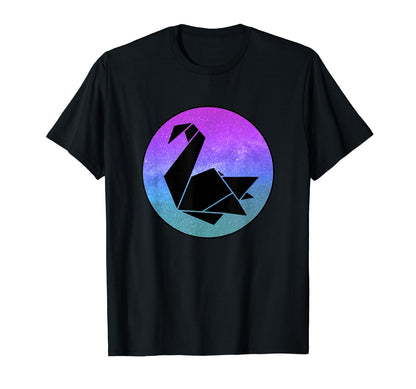 Swan Bird Origami Galaxy Vaporwave T-Shirt - Unique Graphic Men Women - T-Shirt, Sweatshirt, Hoodie