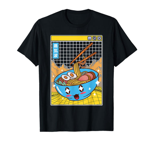 Ramen Noodles Bowl Kawaii Grid T-Shirt - Unique Graphic for Adults - T-Shirt, Sweatshirt, Hoodie