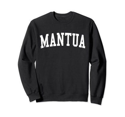 Mantua Va Distressed White Varsity Sweatshirt - Novelty Apparel for Adults - T-Shirt, Sweatshirt, Hoodie