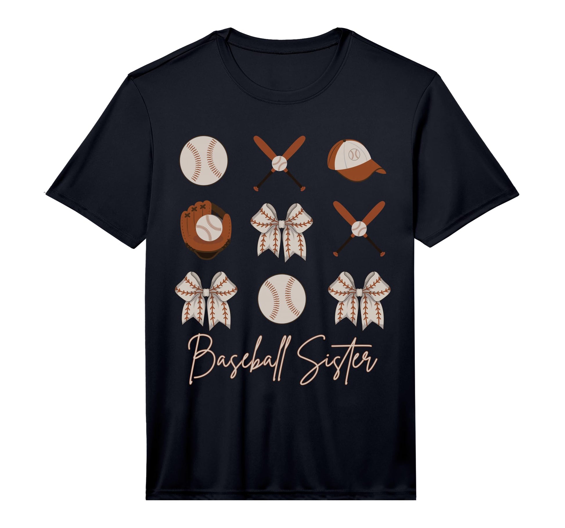 Baseball Sister Coquette Bow Cheer T-Shirt - Custom Art Print Unisex - T-Shirt, Sweatshirt, Hoodie