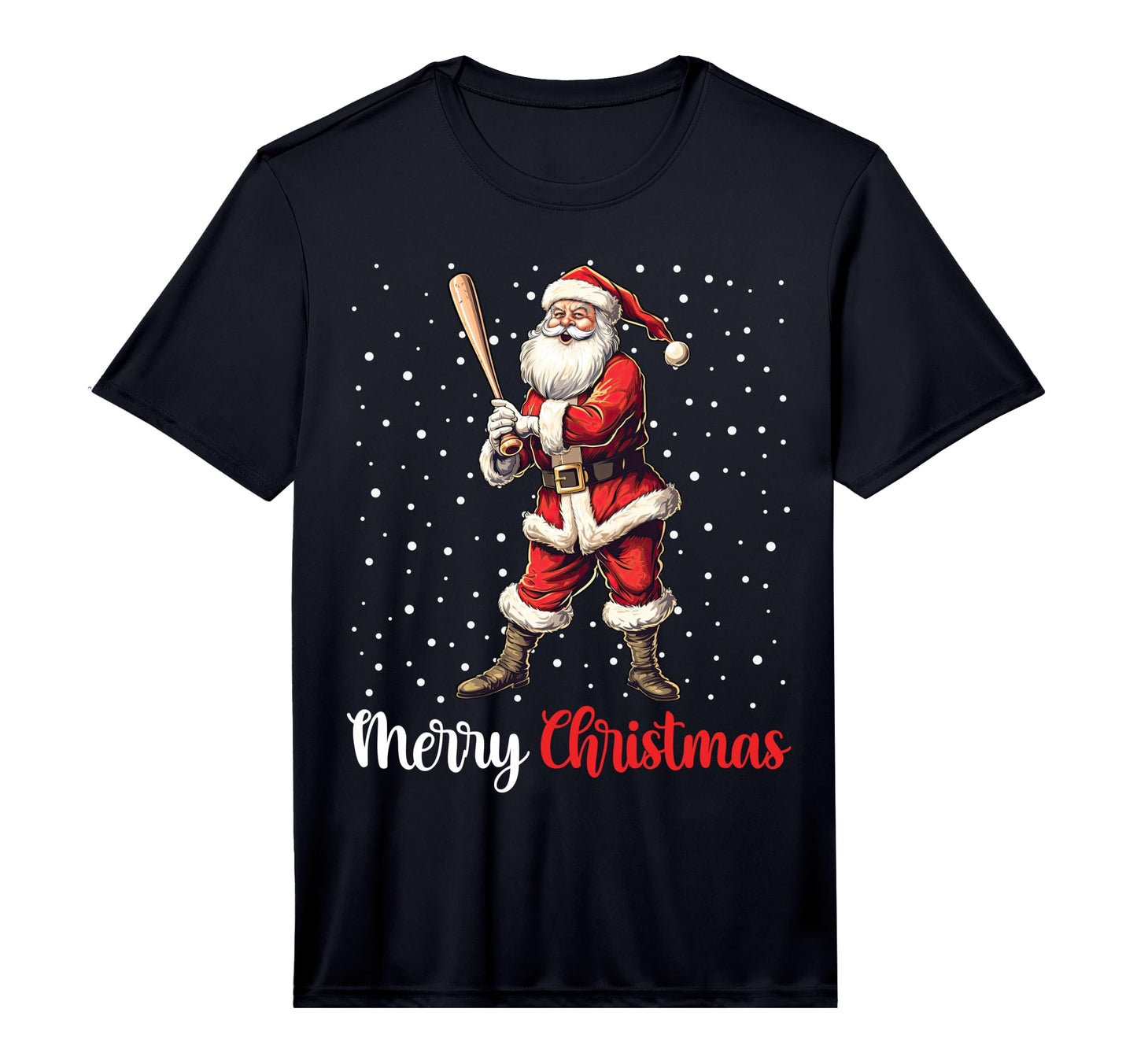 Merry Santa Baseball Player Baseball T-Shirt - Custom Art Print Men Women - T-Shirt, Sweatshirt, Hoodie