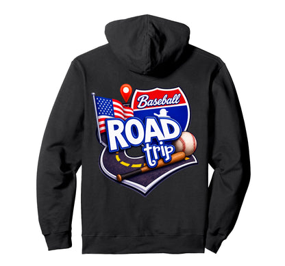 Baseball Road Trip Usa Flag Travel Fan Hoodie - Custom Art Print Men Women - T-Shirt, Sweatshirt, Hoodie