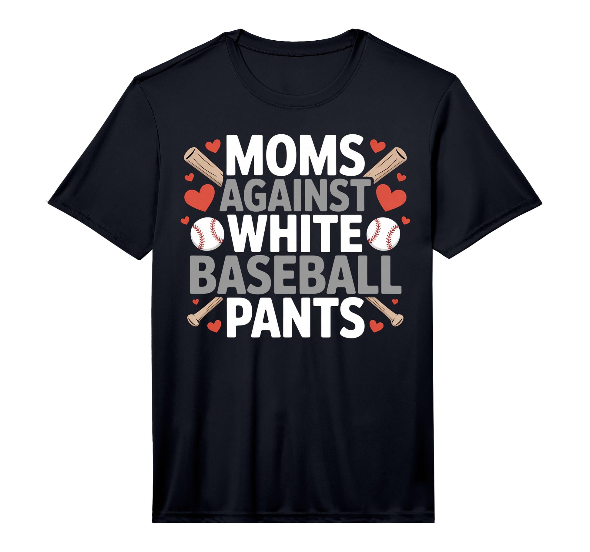 Mens Moms Against White Baseball Pants T-Shirt - Unique Graphic for Adults - T-Shirt, Sweatshirt, Hoodie