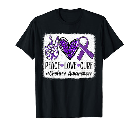 Peace Love Cure Crohns Disease T-Shirt - Aesthetic Graphic for Adults - T-Shirt, Sweatshirt, Hoodie