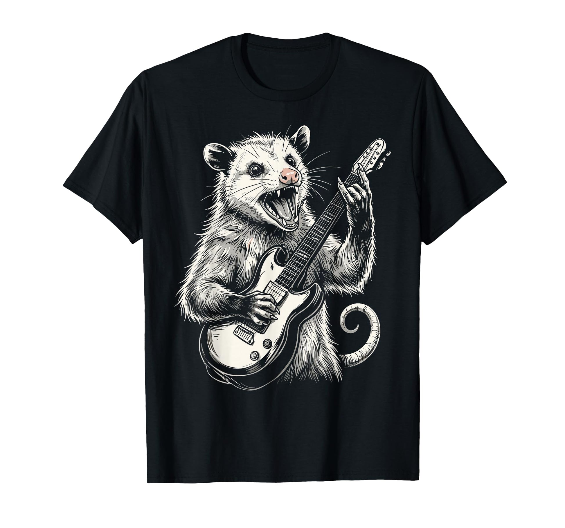 Funny Opossum Playing Guitar Heavy T-Shirt - Unique Graphic Men Women - T-Shirt, Sweatshirt, Hoodie