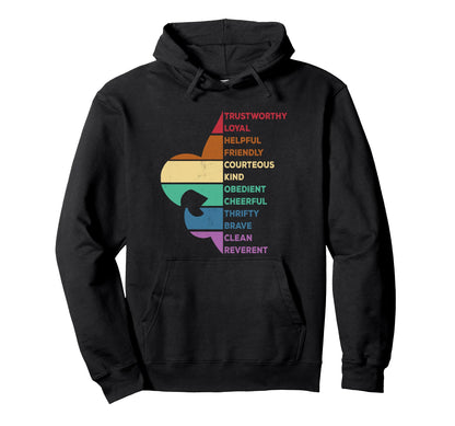 Rainbow Colorful Scouting Law Hoodie - Trendy Graphic Unisex - T-Shirt, Sweatshirt, Hoodie