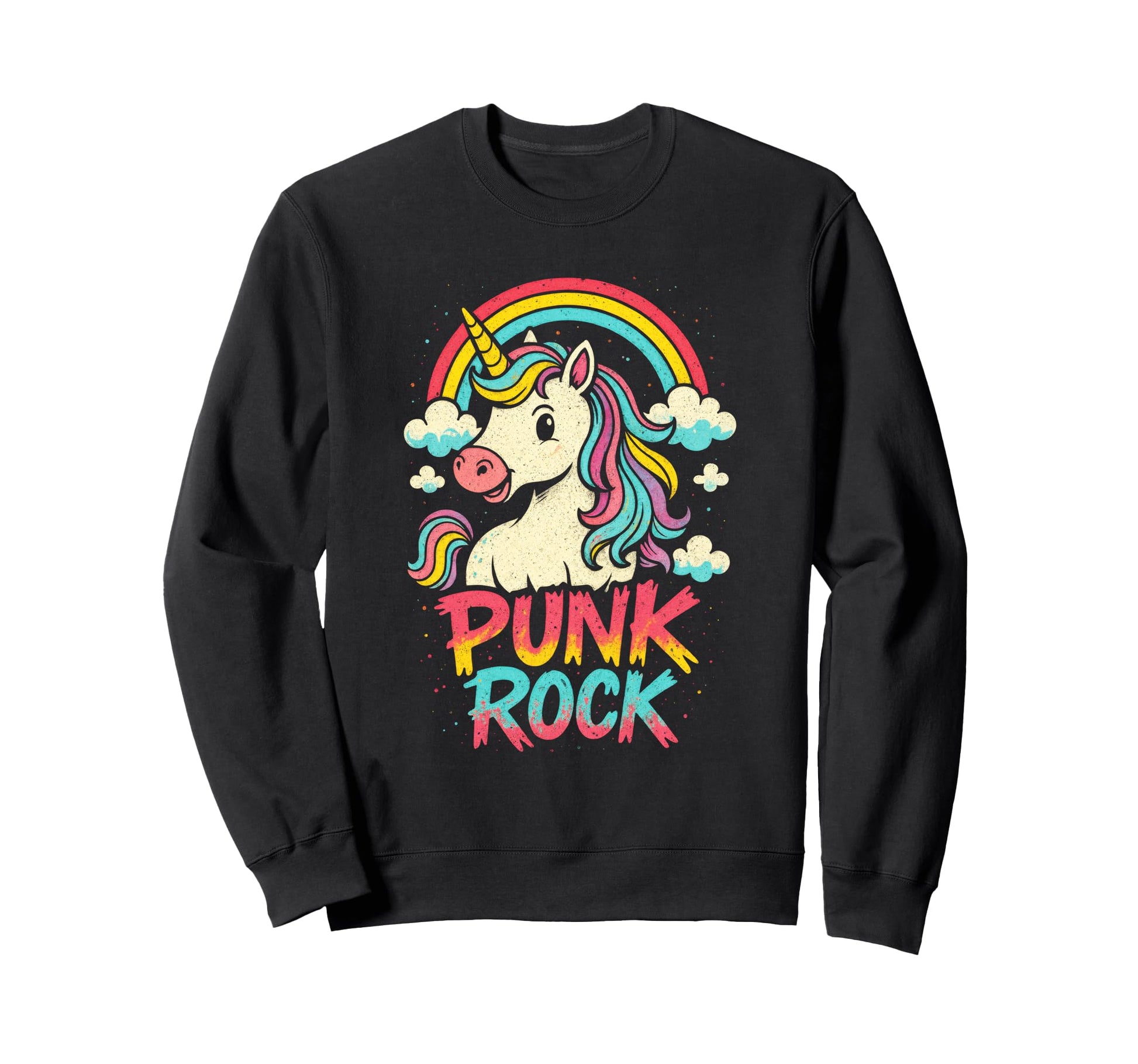 Punk Rock Unicorn Punk Rainbow Sweatshirt - Aesthetic Graphic Men Women - T-Shirt, Sweatshirt, Hoodie