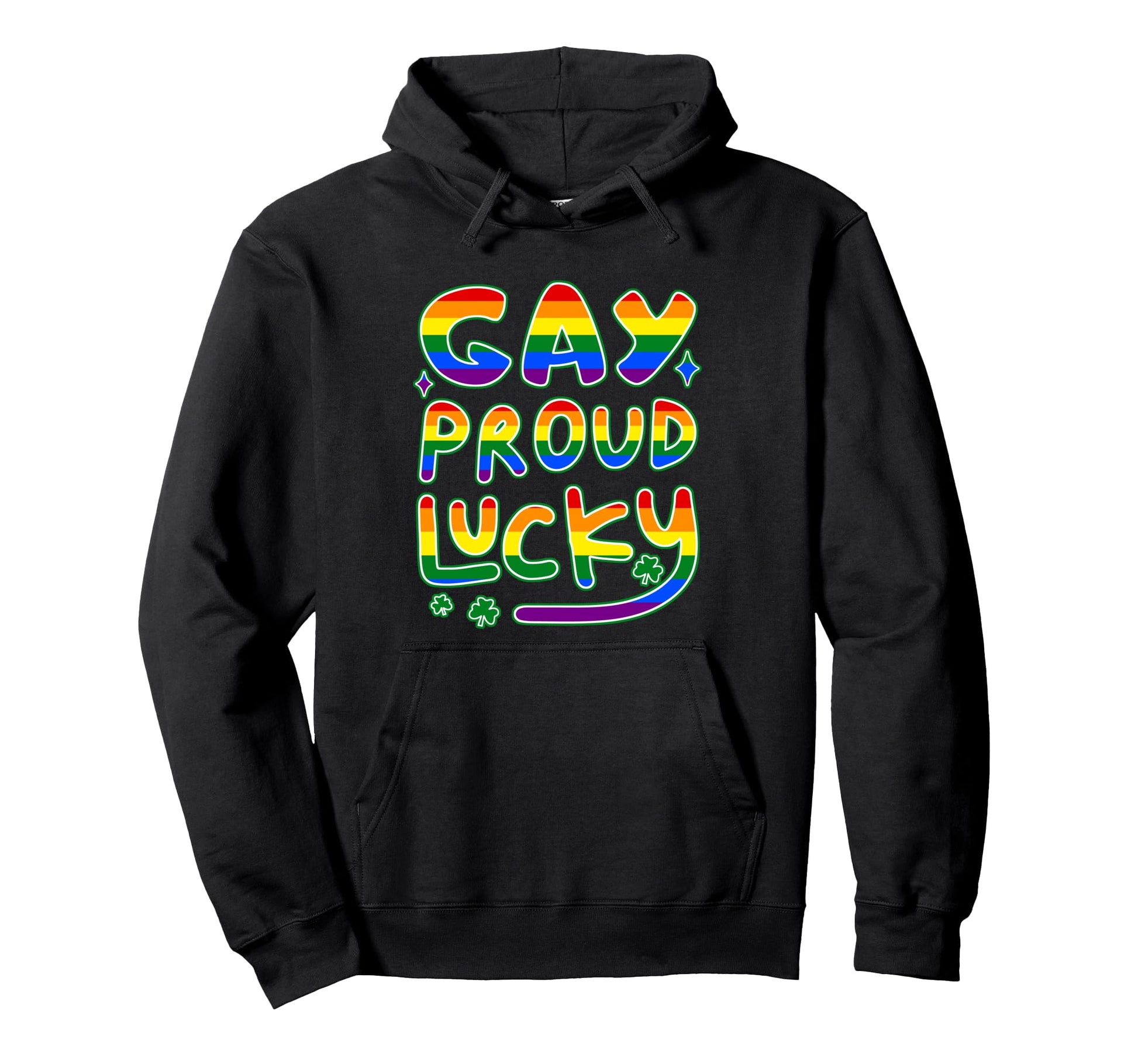 Gay Proud Lucky Funny Rainbow Hoodie - Novelty Apparel for Adults - T-Shirt, Sweatshirt, Hoodie