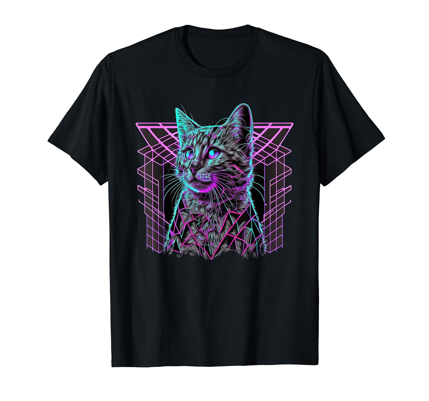Vaporwave Aesthetic Cat T-Shirt - Casual Everyday Wear Men Women - T-Shirt, Sweatshirt, Hoodie