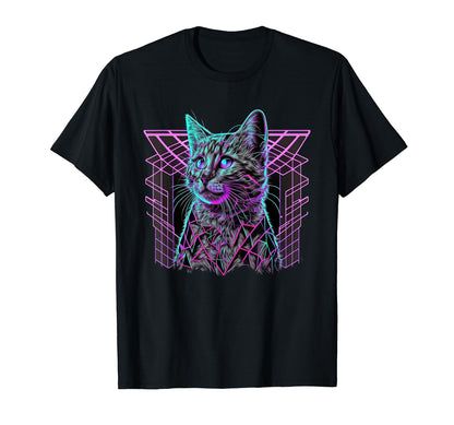 Vaporwave Aesthetic Cat T-Shirt - Casual Everyday Wear Men Women - T-Shirt, Sweatshirt, Hoodie