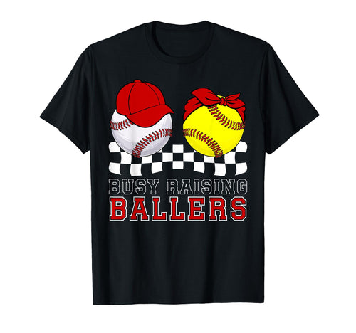 Busy Raising Ballers Baseball T-Shirt - Novelty Apparel for Adults - T-Shirt, Sweatshirt, Hoodie