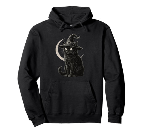Black Cat Witch Hat Moon Coquette Boho Hoodie - Aesthetic Graphic Unisex - T-Shirt, Sweatshirt, Hoodie