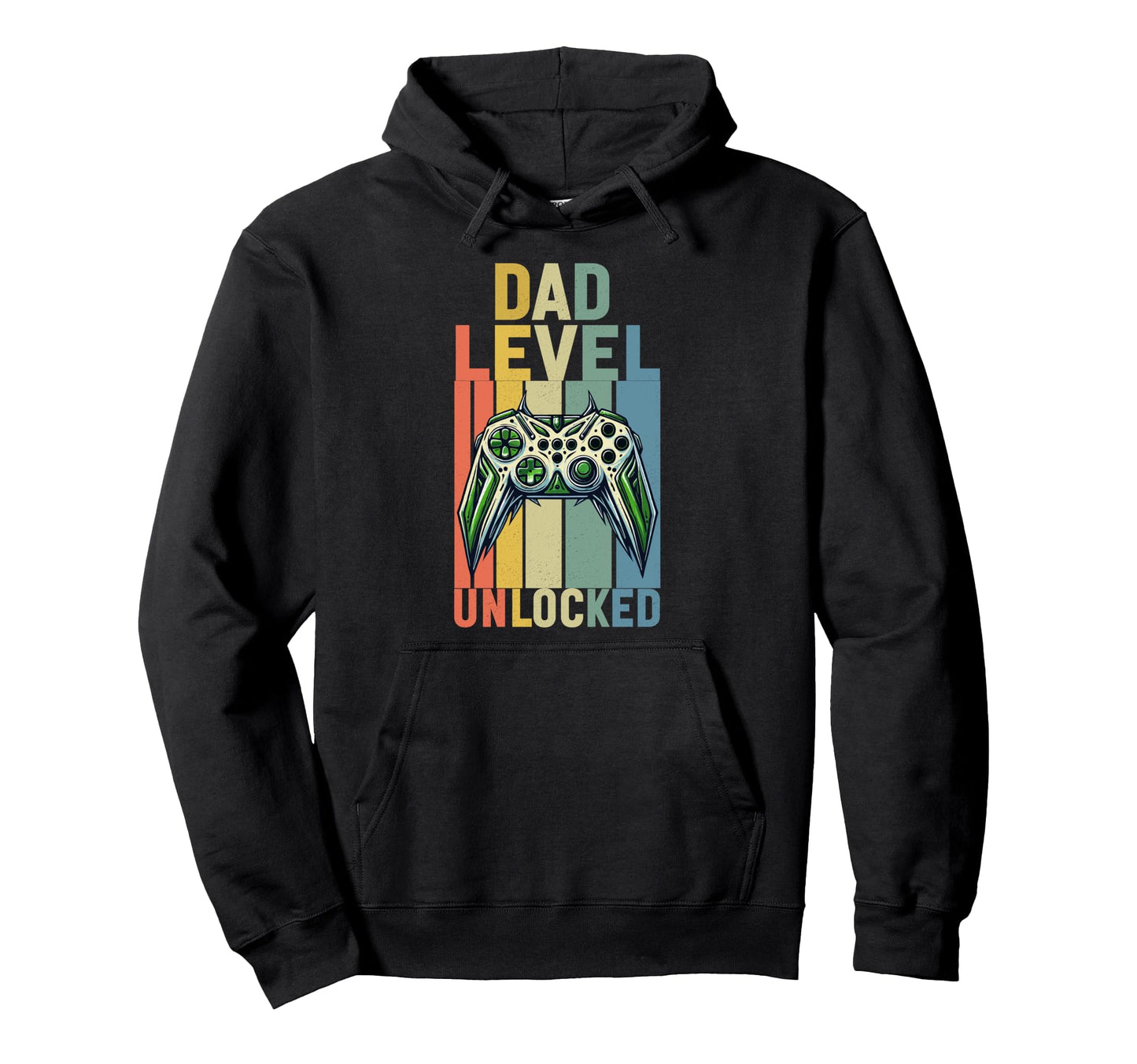 Dad Level Unlocked Controller Papa Hoodie - Custom Art Print for Adults - T-Shirt, Sweatshirt, Hoodie