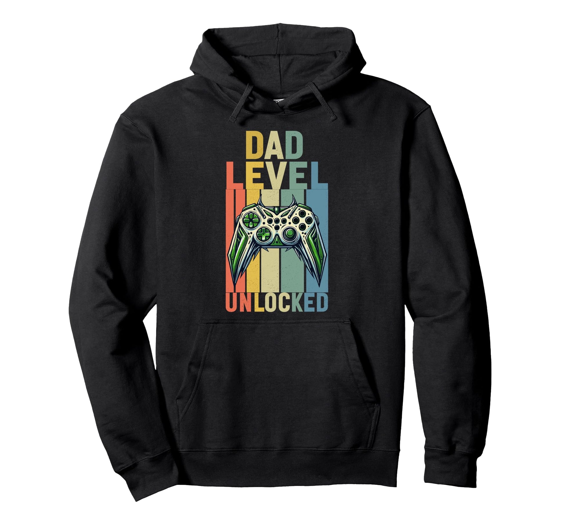 Dad Level Unlocked Controller Papa Hoodie - Custom Art Print for Adults - T-Shirt, Sweatshirt, Hoodie