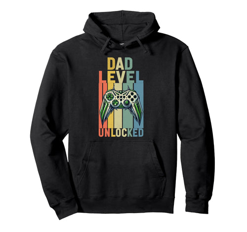 Dad Level Unlocked Controller Papa Hoodie - Custom Art Print for Adults - T-Shirt, Sweatshirt, Hoodie