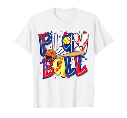 Play Ball Baseball Coquette Game Day T-Shirt - Minimalist Print Men Women - T-Shirt, Sweatshirt, Hoodie