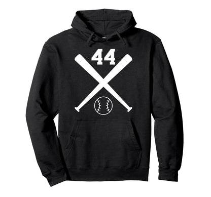 Baseball Softball Number 44 Hoodie - Fun Novelty Design Unisex - T-Shirt, Sweatshirt, Hoodie