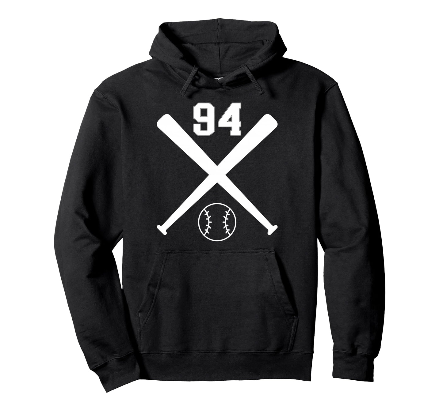Baseball Softball Number 94 Hoodie - Fun Novelty Design for Adults - T-Shirt, Sweatshirt, Hoodie