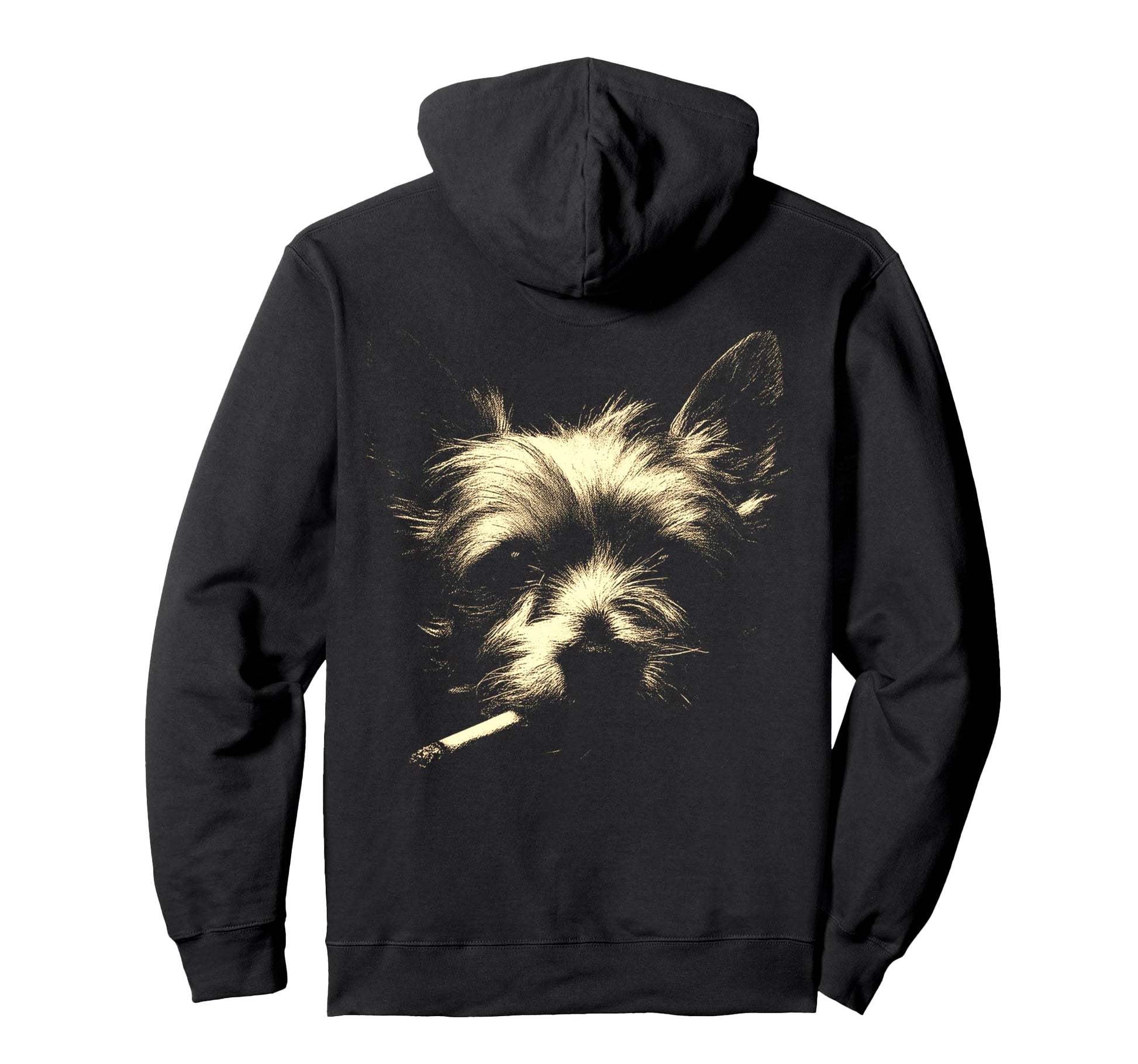 Yorkshire Terrier Smoking Cigarette Hoodie - Fun Novelty Design for Adults - T-Shirt, Sweatshirt, Hoodie