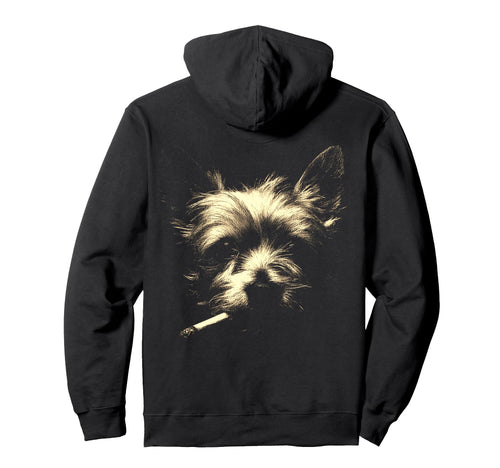 Yorkshire Terrier Smoking Cigarette Hoodie - Fun Novelty Design for Adults - T-Shirt, Sweatshirt, Hoodie