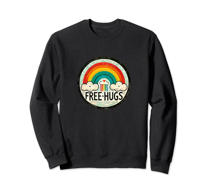 Free Hugs Rainbow Illustration Sweatshirt - Streetwear Style Men Women - T-Shirt, Sweatshirt, Hoodie