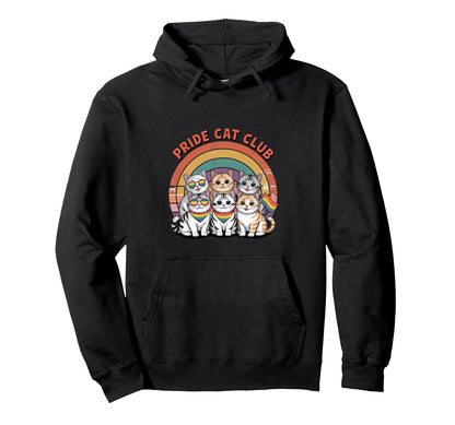 Pride Cat Club Lgbtq Rainbow Cats Funny Hoodie - Graphic Print Men Women - T-Shirt, Sweatshirt, Hoodie