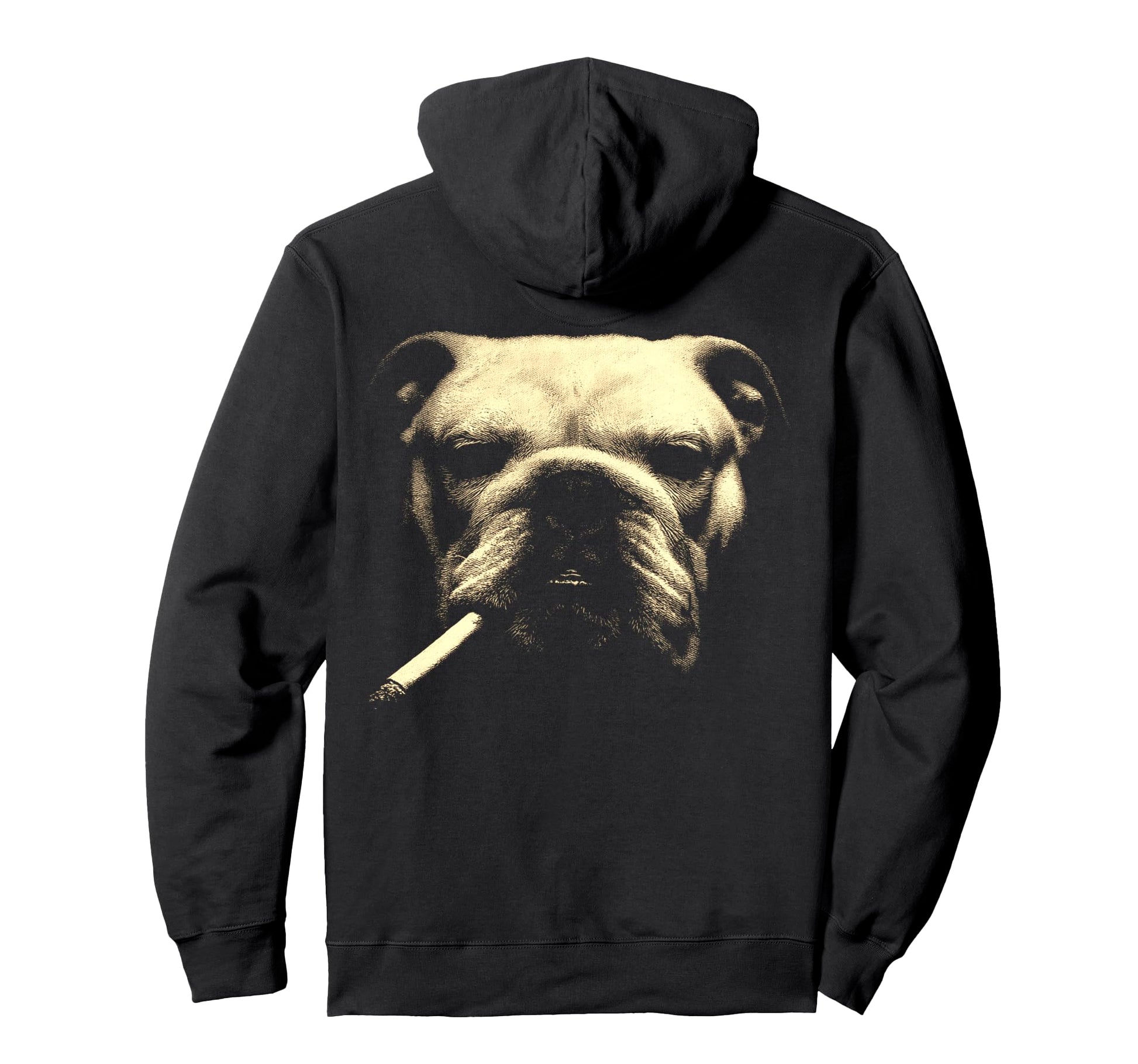English Bulldog Smoking Cigarette Hoodie - Fun Novelty Design Unisex - T-Shirt, Sweatshirt, Hoodie