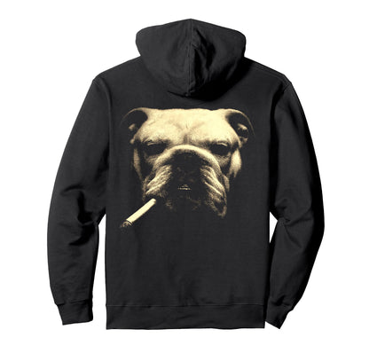 English Bulldog Smoking Cigarette Hoodie - Fun Novelty Design Unisex - T-Shirt, Sweatshirt, Hoodie