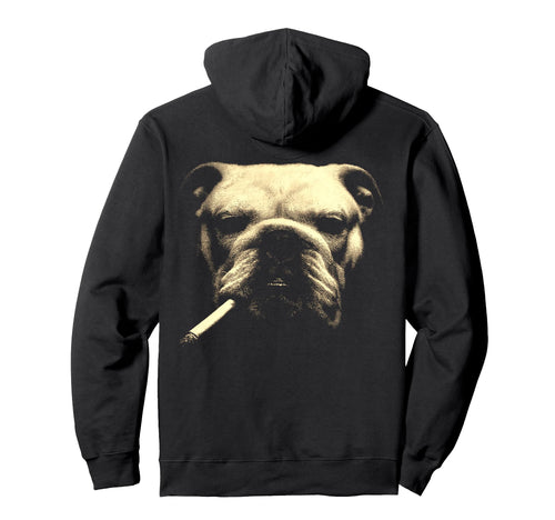 English Bulldog Smoking Cigarette Hoodie - Fun Novelty Design Unisex - T-Shirt, Sweatshirt, Hoodie