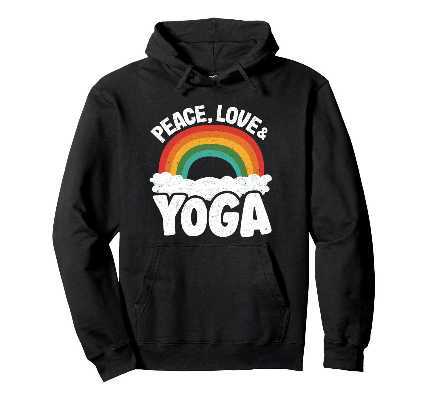 Peace Love Yoga Rainbow Hippie Yoga Hoodie - Aesthetic Graphic for Adults - T-Shirt, Sweatshirt, Hoodie