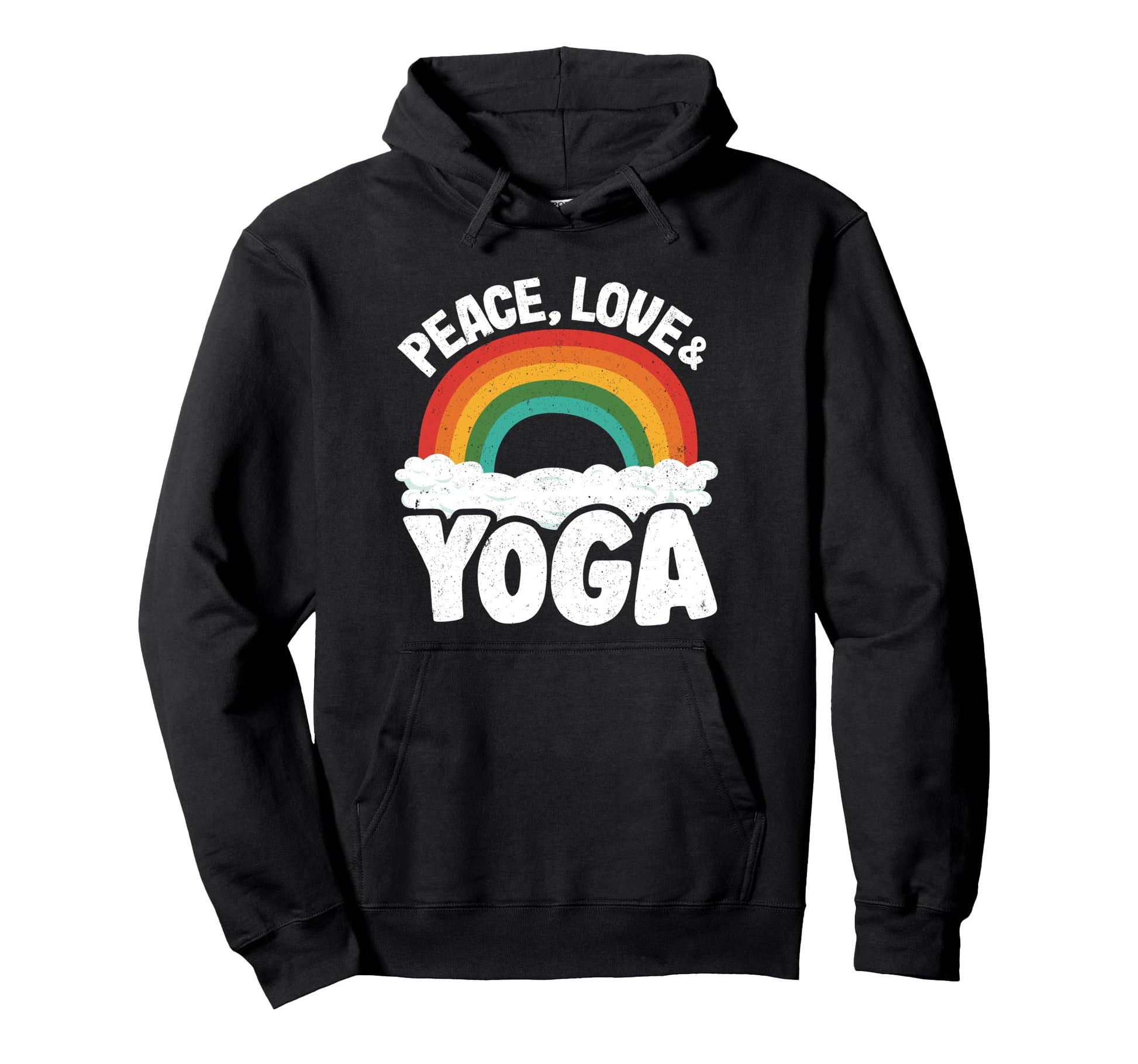 Peace Love Yoga Rainbow Hippie Yoga Hoodie - Aesthetic Graphic for Adults - T-Shirt, Sweatshirt, Hoodie