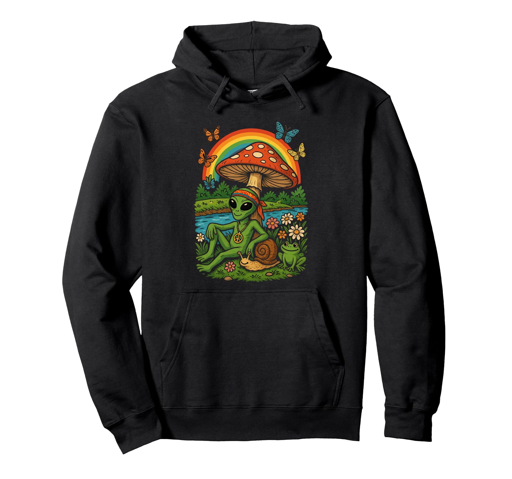 Hippie Alien Groovy Bohemian Hoodie - Casual Everyday Wear Men Women - T-Shirt, Sweatshirt, Hoodie