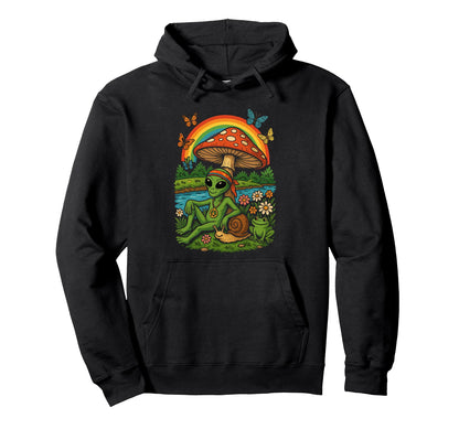 Hippie Alien Groovy Bohemian Hoodie - Casual Everyday Wear Men Women - T-Shirt, Sweatshirt, Hoodie